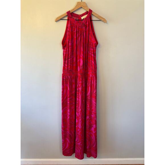 MICHAEL KORS Cynthia Paisley Halter Maxi Dress Radiant Pink Size 1X - Picture 3 of 8